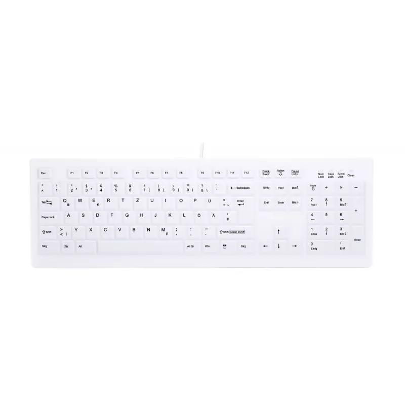 Contour Design Active Key Contour ClassicClean medisch toetsenbord met afneembare afdekking, volledig formaat, bedraad, wit, DE C8100