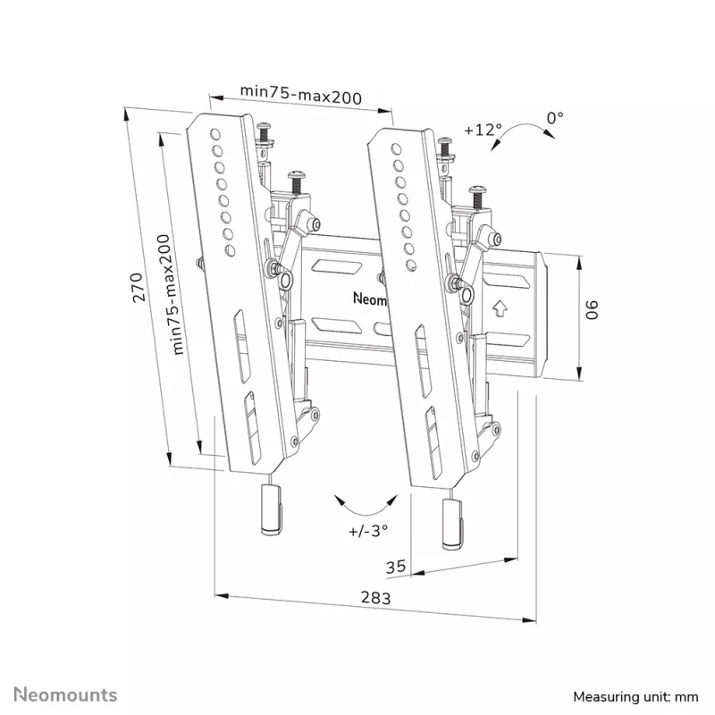 Neomounts WL35S-850BL12 tv-muurbeugel 24-65 inch - kantelbaar - afsluitbaar - snelle montage