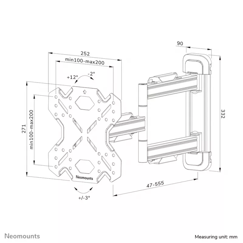 Neomounts WL40S-850BL12 tv-muurbeugel 32-55 inch - volledig beweegbaar - snelle montage