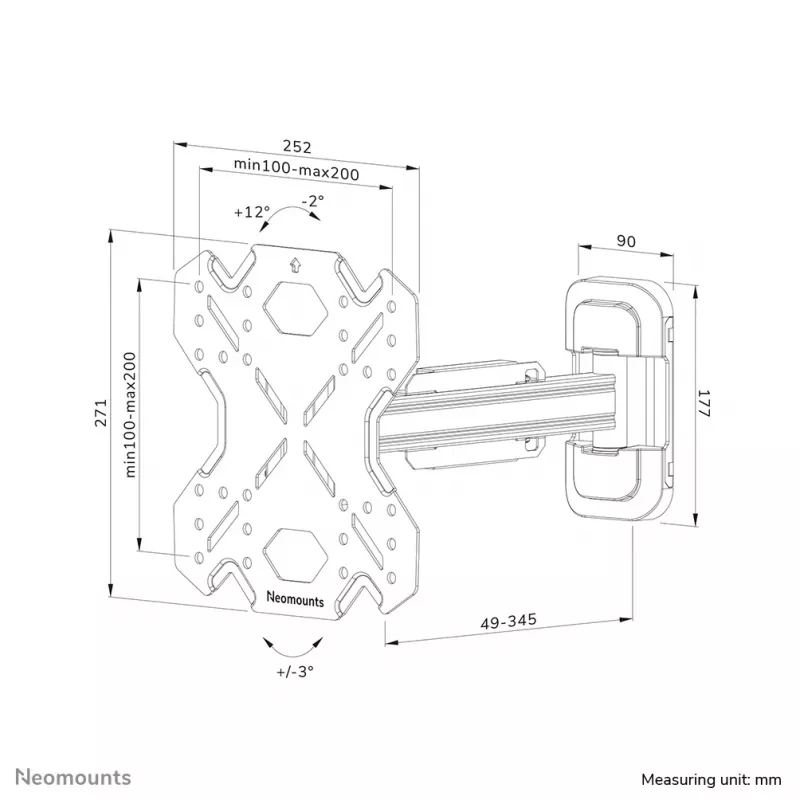 Neomounts WL40S-840BL12 tv-muurbeugel 32-55 inch - volledig beweegbaar - snelle montage