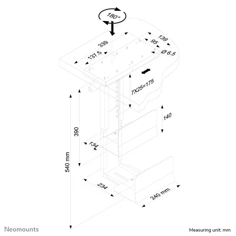 Neomounts CPU-D250BLACK cpu-houder - draaibaar - max. 30 kg - universeel