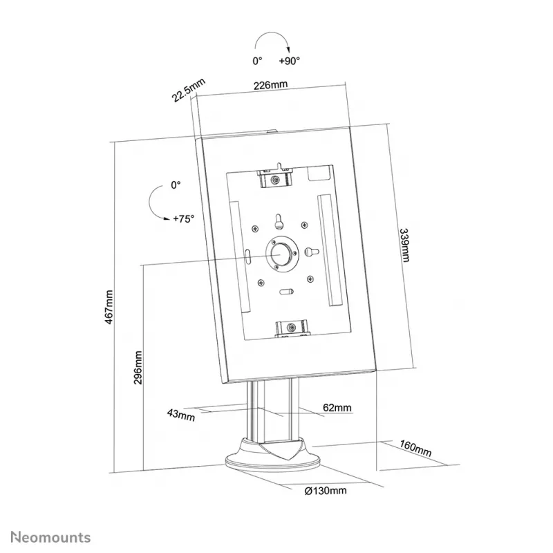 Neomounts DS15-640WH1 tabletstandaard tafel 9,7-11 inch - afsluitbaar