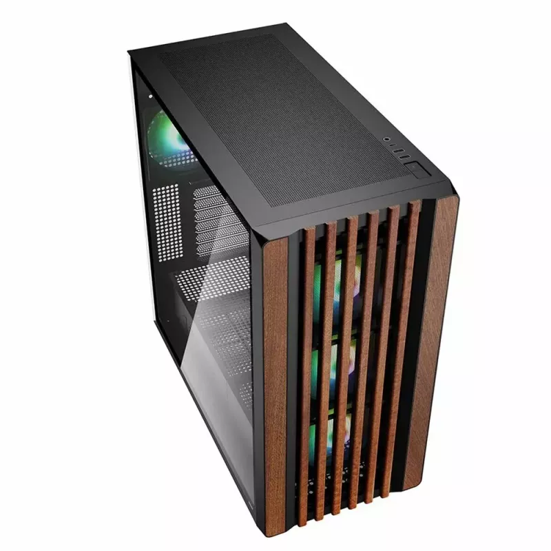PC-behuizing Sharkoon REBEL C70G RGB full tower zwart, hout