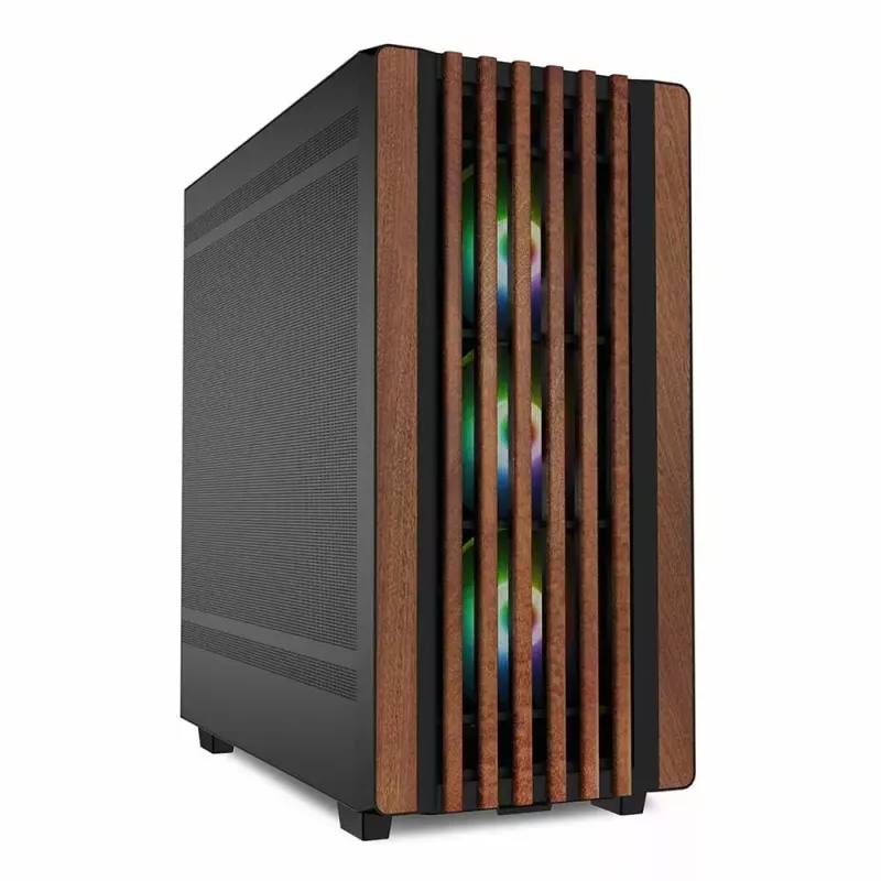 PC-behuizing Sharkoon REBEL C70M RGB full tower zwart, hout