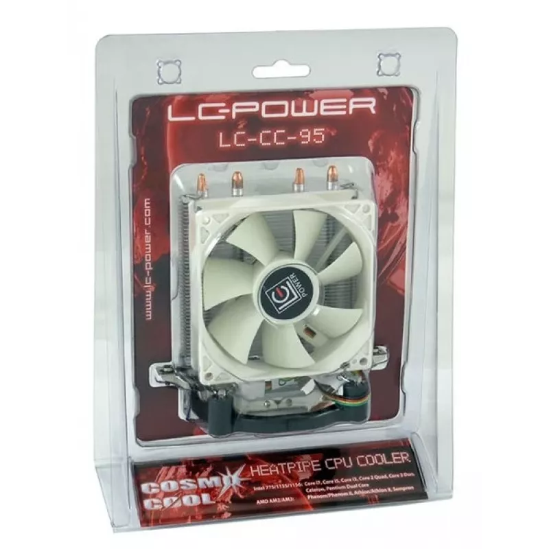 Koeler LC-Power LC-CC-95 processorkoeler 9,2 cm zilver wit