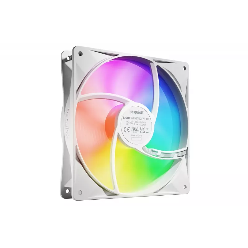bequiet! LIGHT WINGS LX 140mm PWM 3-pack wit — 140×25 mm ventilator, 1200 tpm, 95 m³/h, RGB-LED's