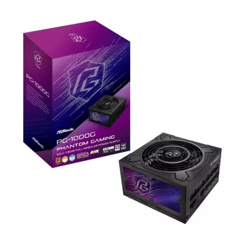 Voeding ASRock Phantom Gaming PG-1000G 750 W, ATX 20+4 pin, 80 PLUS Gold, 135 mm ventilator, volledig modulair, zwart