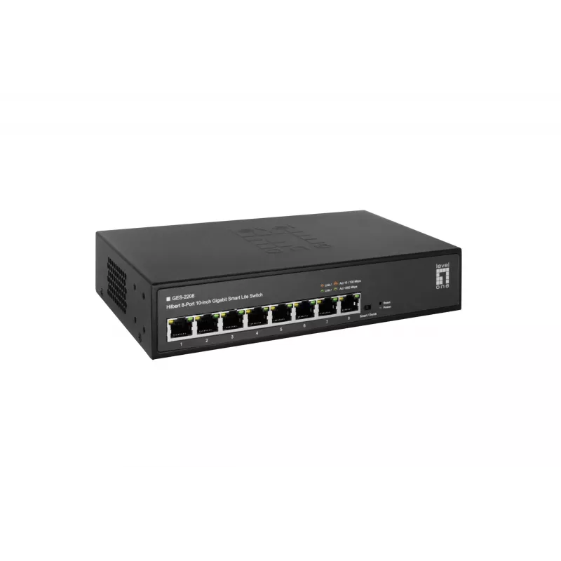 LevelOne Hilbert 10 inch 8-poorts Gigabit Smart Lite switch, 8 x Gigabit RJ45 (10/100/1000)