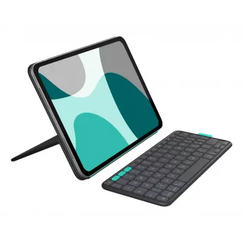 Toetsenbord-folio-hoes Logitech Flip Folio QWERTZ Duits voor iPad Pro/Air 11 inch, Bluetooth, grafiet, batterij 90 mAh