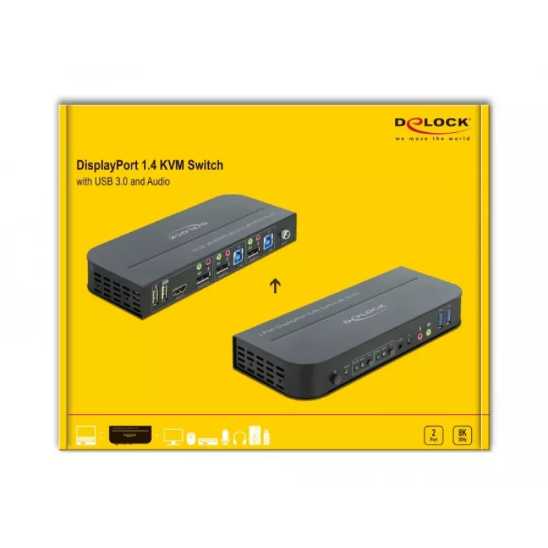 DELOCK DisplayPort 1.4 KVM-switch 8K 30Hz USB 3.0 + audio