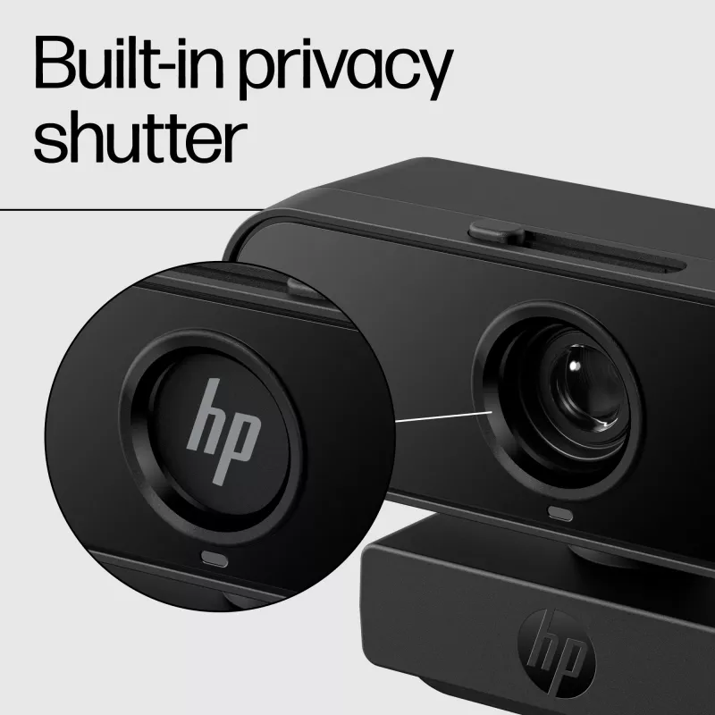 HP 435 FHD webcam (77B10AA), 2 MP, 1920 x 1080, 30 fps, USB-A 2.0, autofocus, privacyklep, dubbele microfoons, zwart