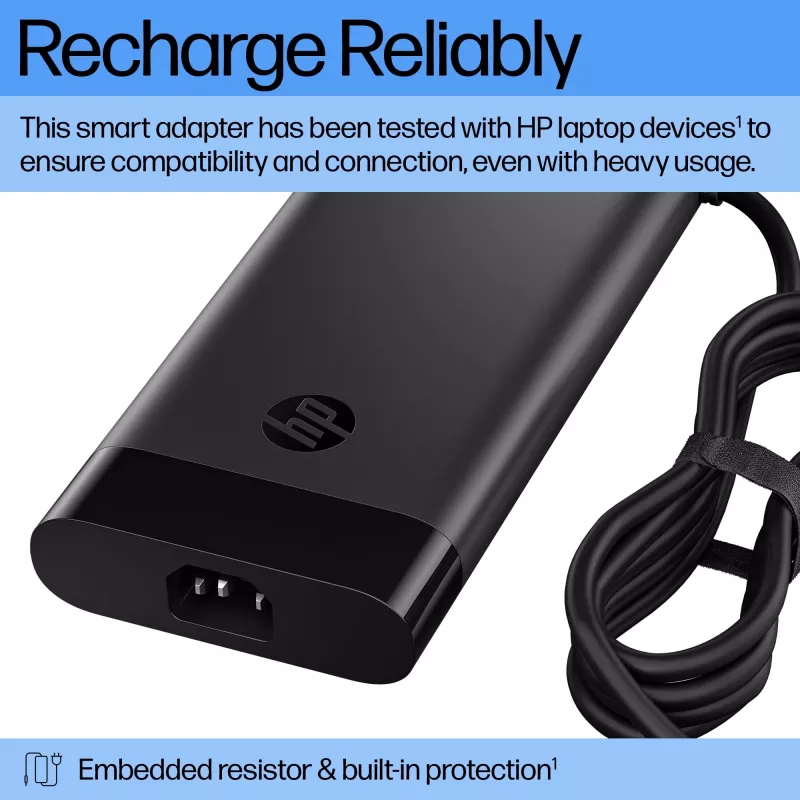 HP 230 W Smart netadapter (AQ9X8AA) voor laptops, voor binnengebruik, 115 V ingang, 4,5 mm, EU-stekker, zwart