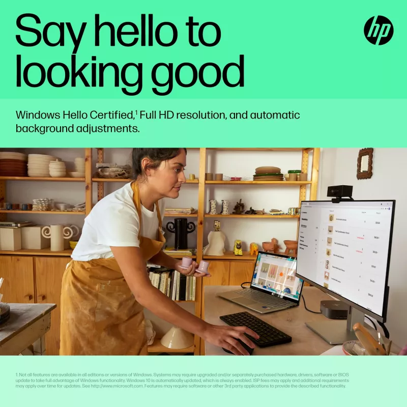 HP 620 FHD-webcam, 4 MP, 1920 x 1080 pixels, Full HD, 60 fps, 720p, 1080p, 5x