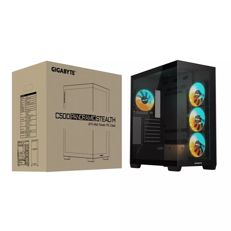 GIGABYTE C500 PANORAMIC STEALTH Midi Tower zwart