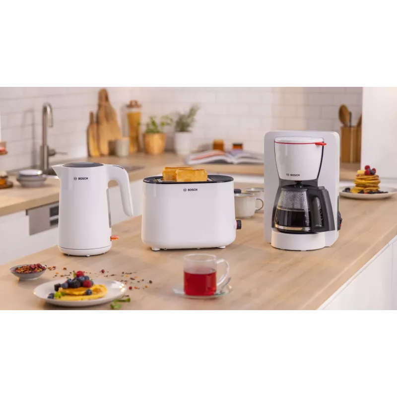 Bosch TWK2M161 waterkoker, 1,7 l, 2400 W, wit, kunststof behuizing, 360°-basis