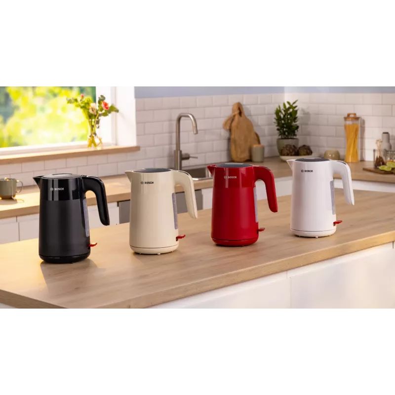 Bosch TWK2M161 waterkoker, 1,7 l, 2400 W, wit, kunststof behuizing, 360°-basis