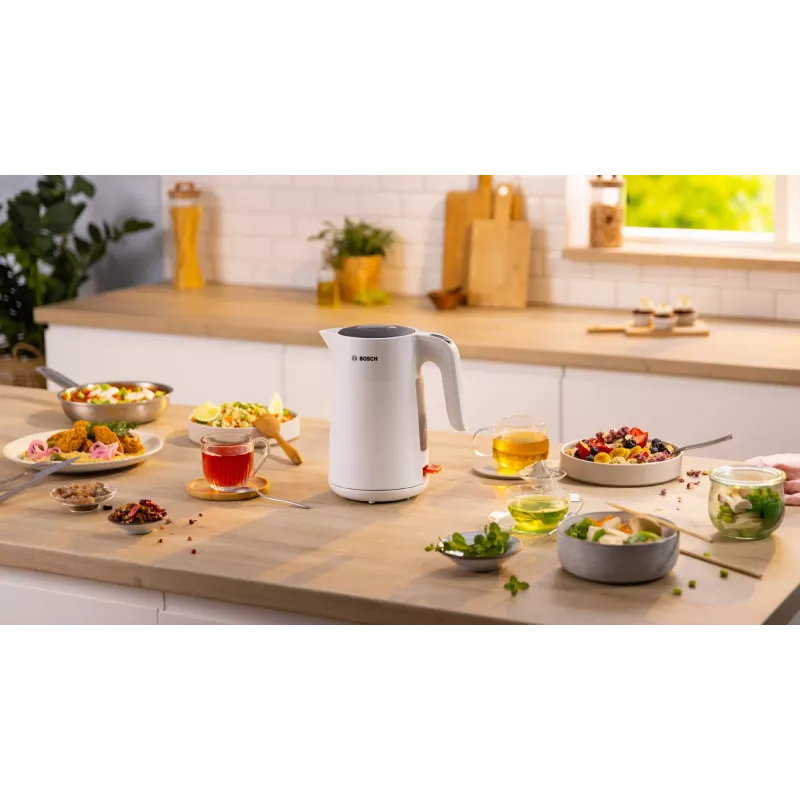Bosch TWK2M161 waterkoker, 1,7 l, 2400 W, wit, kunststof behuizing, 360°-basis