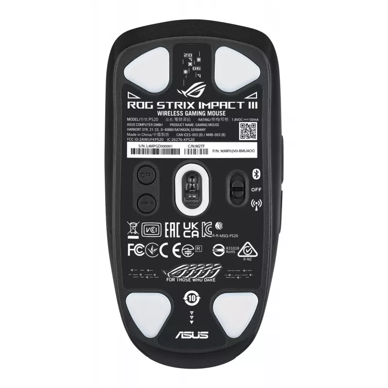 ASUS ROG Strix Impact III Wireless muis gaming dubbelhandig RF draadloos + Bluetooth optisch 36000 DPI