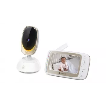 Videocamera Motorola VM85 CONNECT — 5 inch TFT-display, 480×272, 300 m bereik, 2× digitale zoom, 2,4 GHz Wi‑Fi/FHSS, tweeweg-audio, wit