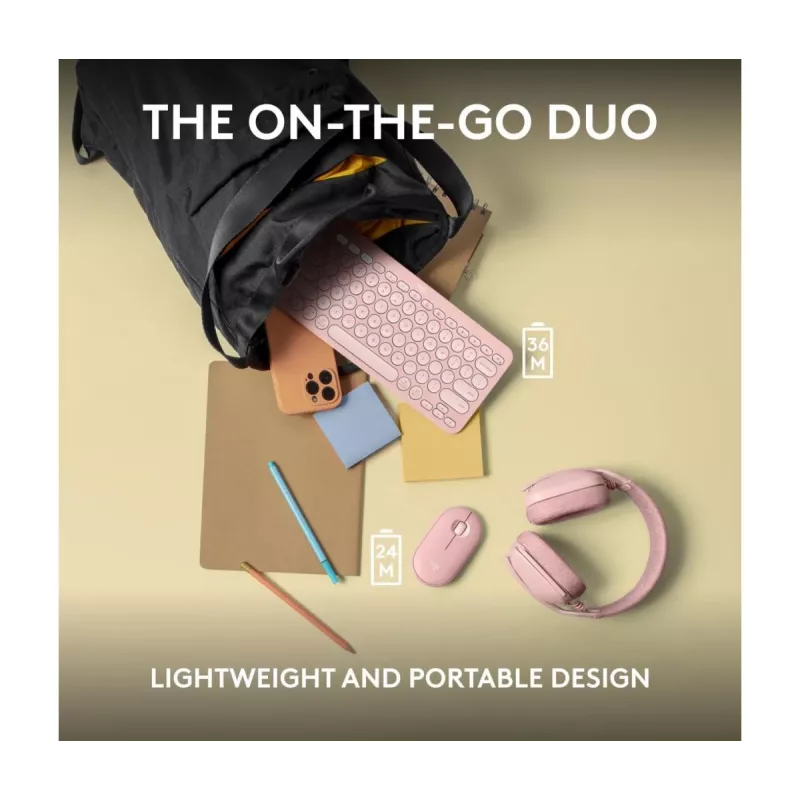 Logitech Pebble 2 Combo draadloze toetsenbord muis roze QWERTY