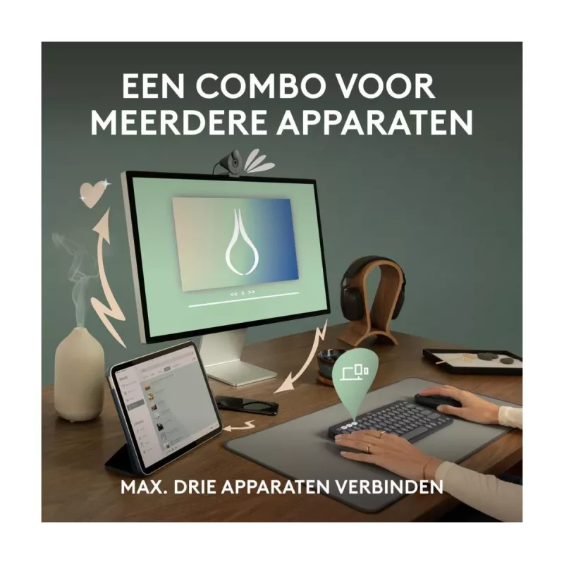 Logitech Pebble 2 Combo draadloze toetsenbord muis roze QWERTY