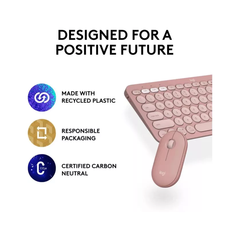 Logitech Pebble 2 Combo draadloze toetsenbord muis roze QWERTY