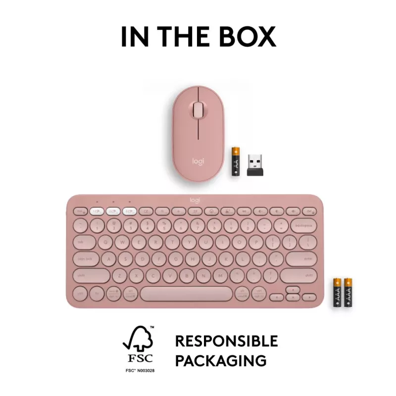 Logitech Pebble 2 Combo draadloze toetsenbord muis roze QWERTY