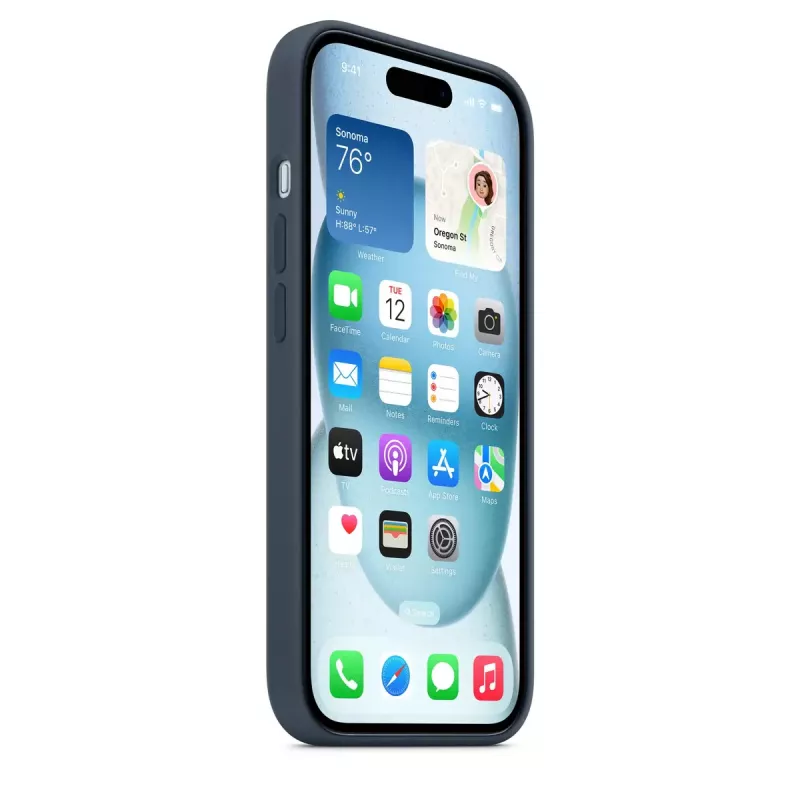 Hoesje Apple iPhone 15 siliconen hoes met MagSafe Storm Blue