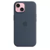 Hoesje Apple iPhone 15 siliconen hoes met MagSafe Storm Blue