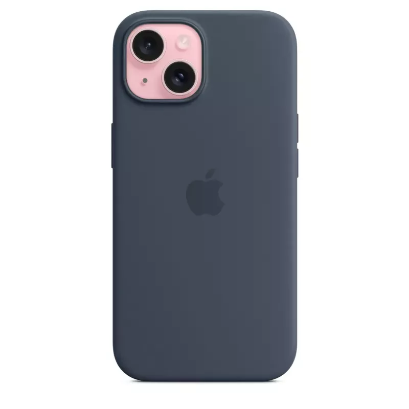 Hoesje Apple iPhone 15 siliconen hoes met MagSafe Storm Blue
