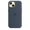 Hoesje Apple iPhone 15 siliconen hoes met MagSafe Storm Blue