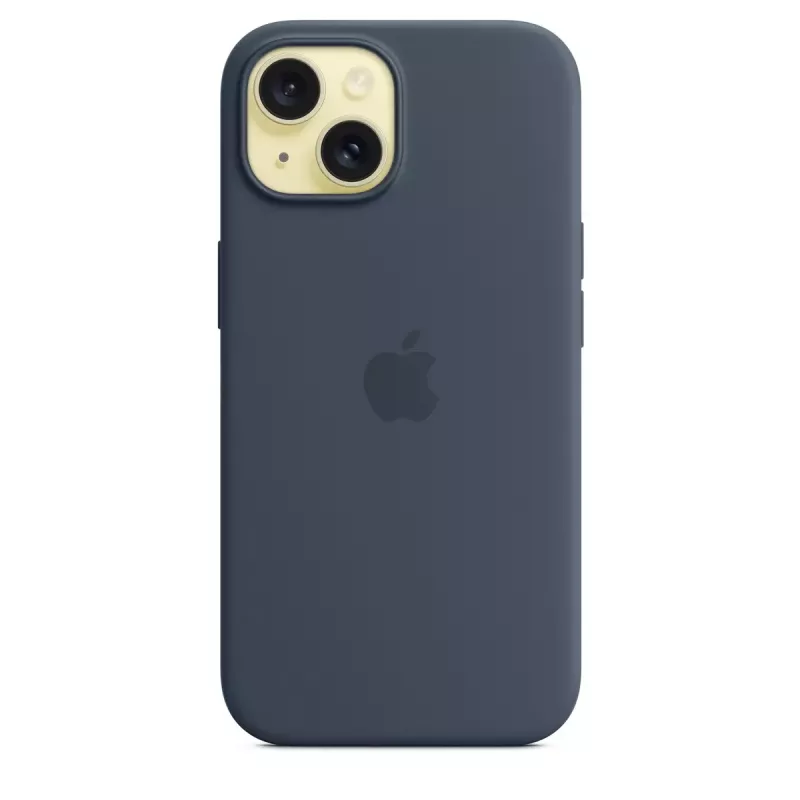 Hoesje Apple iPhone 15 siliconen hoes met MagSafe Storm Blue