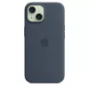 Hoesje Apple iPhone 15 siliconen hoes met MagSafe Storm Blue