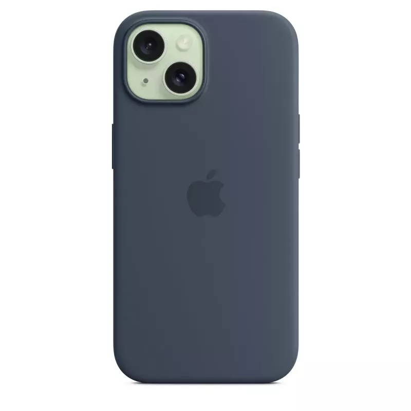 Hoesje Apple iPhone 15 siliconen hoes met MagSafe Storm Blue