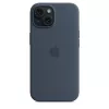 Hoesje Apple iPhone 15 siliconen hoes met MagSafe Storm Blue