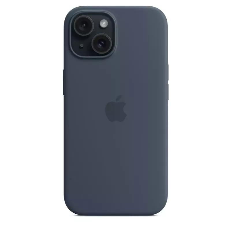 Hoesje Apple iPhone 15 siliconen hoes met MagSafe Storm Blue