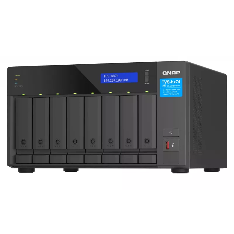 QNAP TVS-H874T-I7-32G NAS/opslagserver tower Intel® Core™ i7 32 GB DDR4 0 TB QNAP QTS zwart