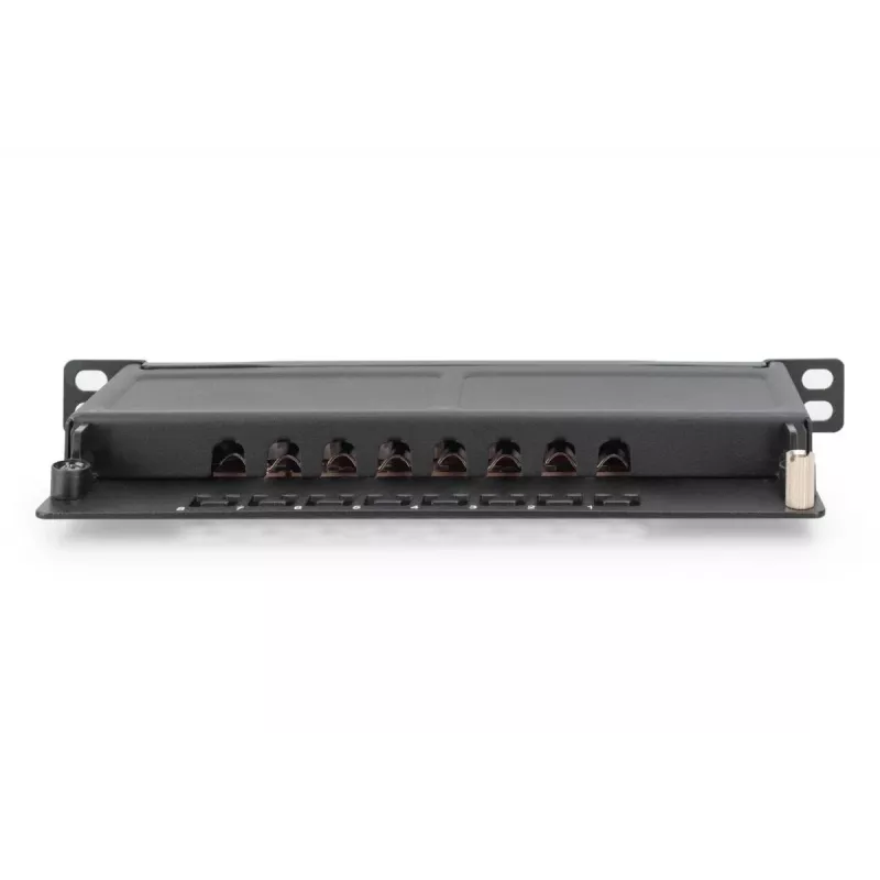 DIGITUS patchpanel CAT6A afgeschermd, 8-poorts 1/2U, 10-inch rackmontage, zwart RAL 9005