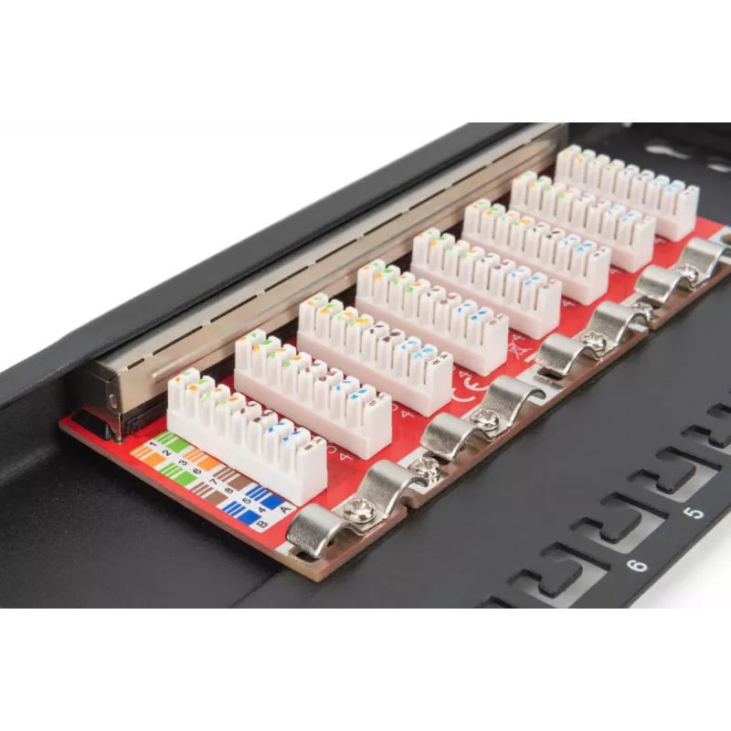 DIGITUS patchpanel CAT6A afgeschermd, 8-poorts 1/2U, 10-inch rackmontage, zwart RAL 9005