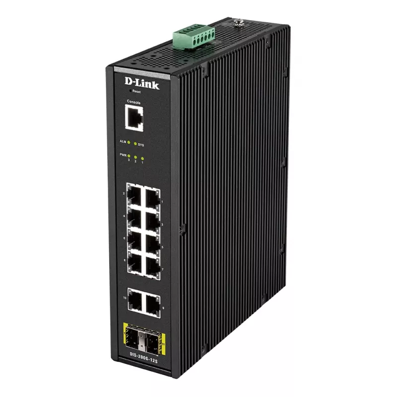 D-Link 12-poorts L2 industriële smart managed switch met 10 x 1GBaseT(X) & 2 x SFP
