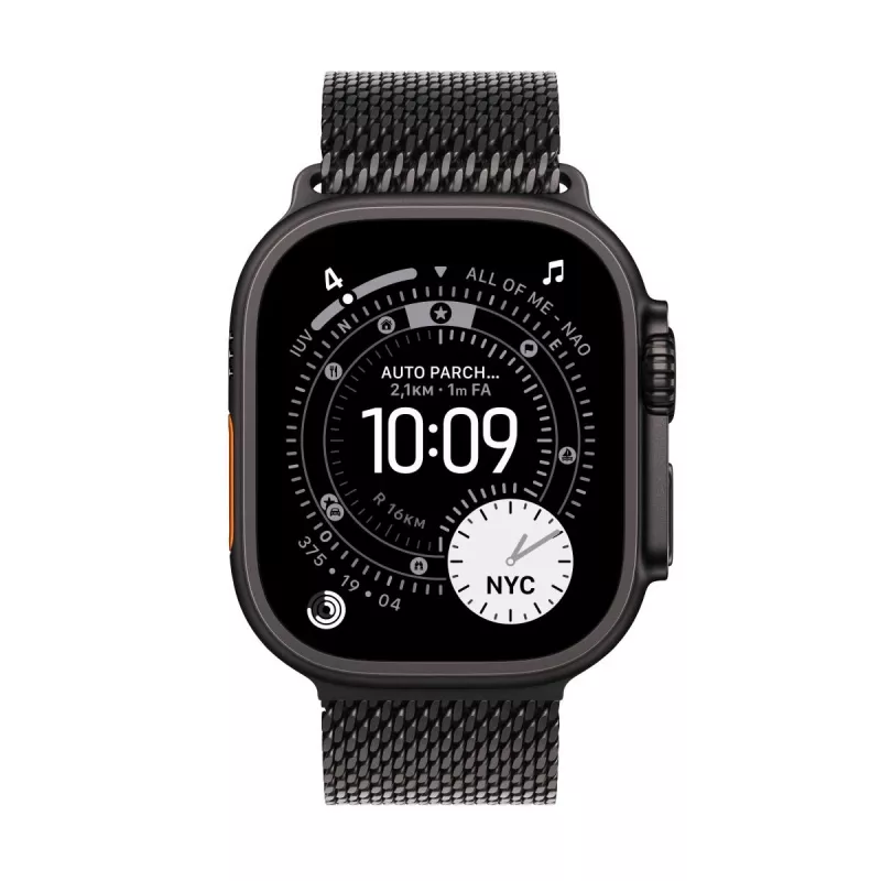 APPLE Watch Ultra 3 GPS + Cellular 49mm zwart titanium behuizing met zwart titanium Milanese Loop Small