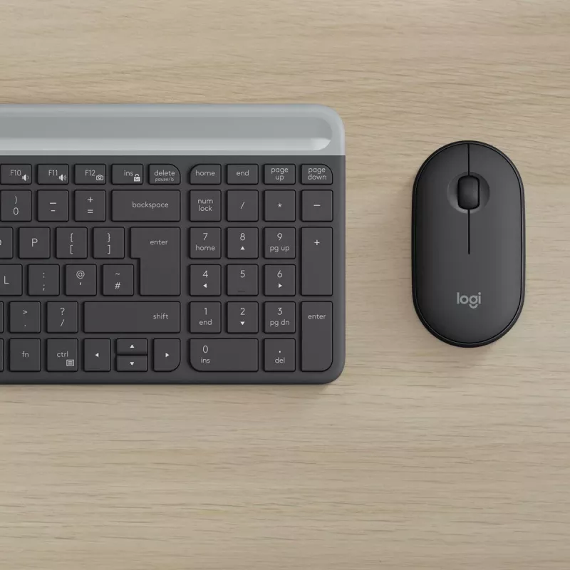 LOGITECH slanke draadloze toetsenbord- en muisset MK470 - grafiet - AZERTY Belgisch