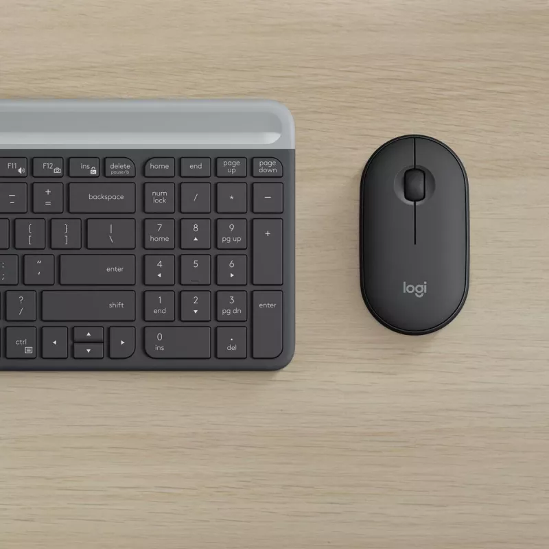 LOGITECH slanke draadloze toetsenbord- en muisset MK470 - grafiet - AZERTY Belgisch