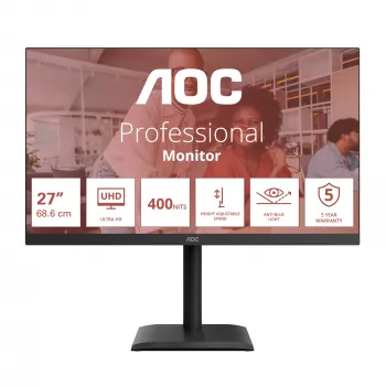 AOC E4 U27E4CV Computermonitor 68,6 cm (27 inch) 3840 x 2160 pixel 4K Ultra HD LED zwart