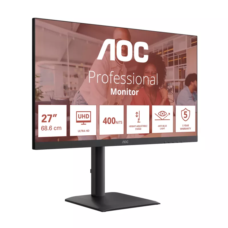 AOC E4 U27E4CV Computermonitor 68,6 cm (27 inch) 3840 x 2160 pixel 4K Ultra HD LED zwart
