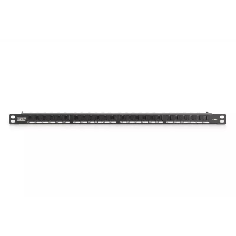 DIGITUS patchpanel CAT6 onafgeschermd 24-poorts met shutter - zwart