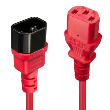 Lindy 0,5 m IEC-verlengkabel, rood, 0,5 m, C14-koppeling, C13-koppeling