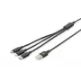 DIGITUS 3-in-1 laadkabel USB-A – Lightning + Micro-B + Type-C 1 m