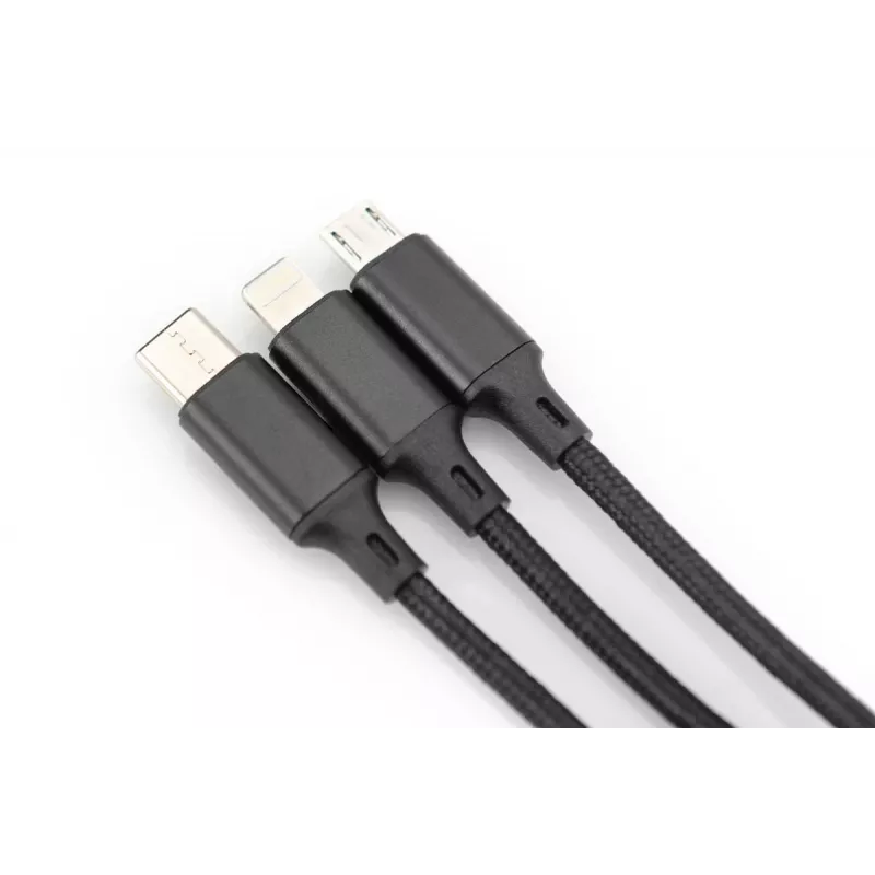 DIGITUS 3-in-1 laadkabel USB-A – Lightning + Micro-B + Type-C 1 m