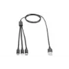 DIGITUS 3-in-1 laadkabel USB-A – Lightning + Micro-B + Type-C 1 m